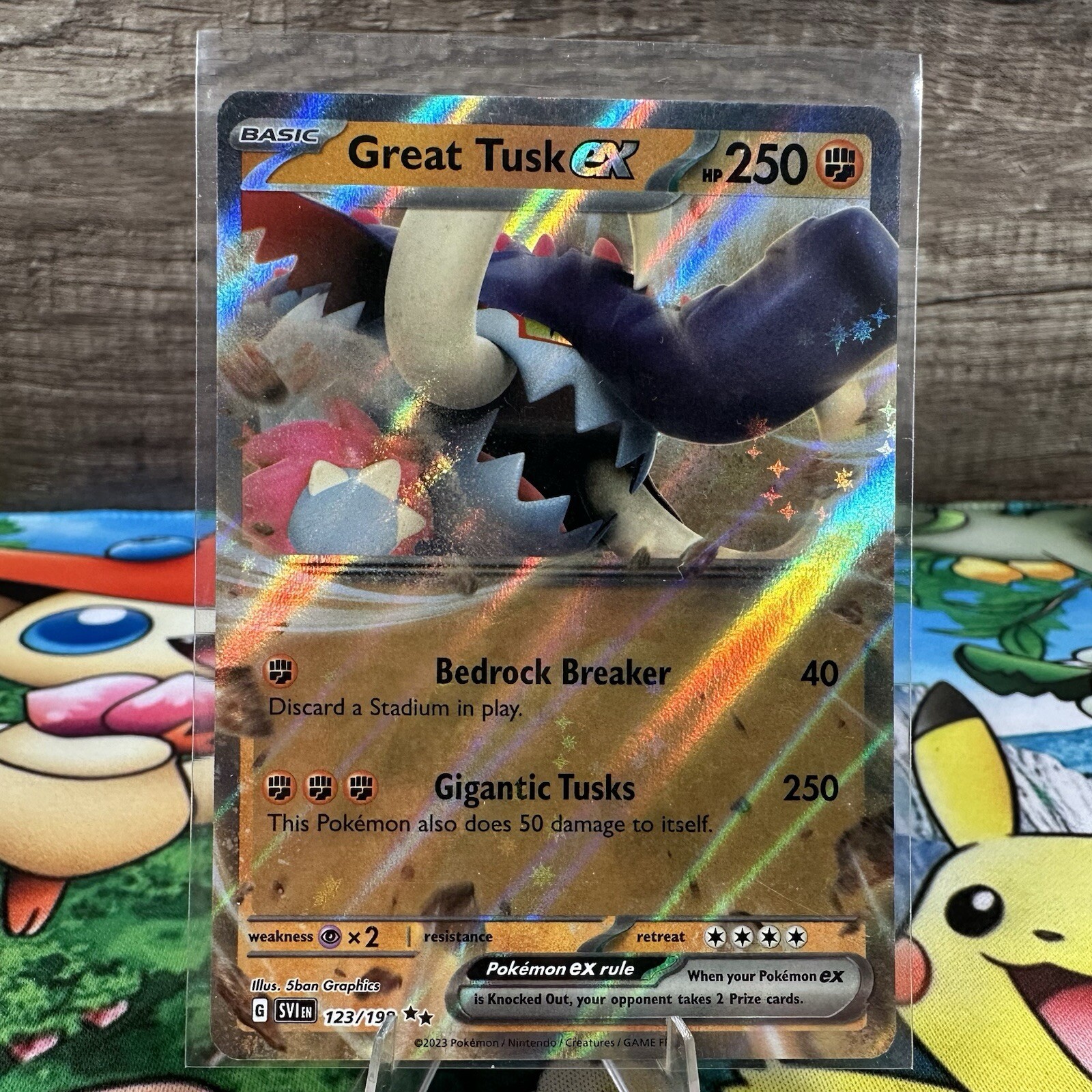 Great Tusk ex 123/198 Sv01: Scarlet & Violet Base Set Holo Pokemon Card NM