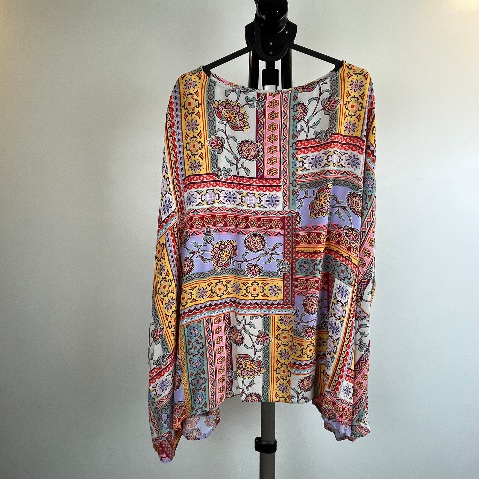 Oddy Multicolor Patch Rayon Bouse Balloon Sleeve … - image 7