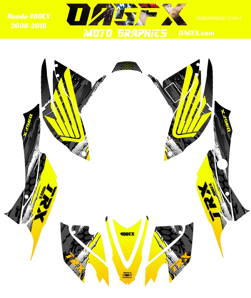 2008 - 2018 Honda TRX 400 EX Graphics Kit - Pro Ed D49-2 Yellow - Image 2 of 2