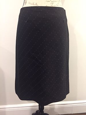 Territories By Newfrontier Black With White Stitching Aline Knee Length Skirt