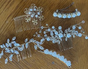 Bridal wedding hair comb and clips Gold Tone