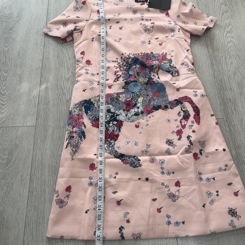 Abito D&R completamente foderato manica corta zip cavallo stampa floreale - nuovo con etichette taglia M tasche - Foto 7 di 9