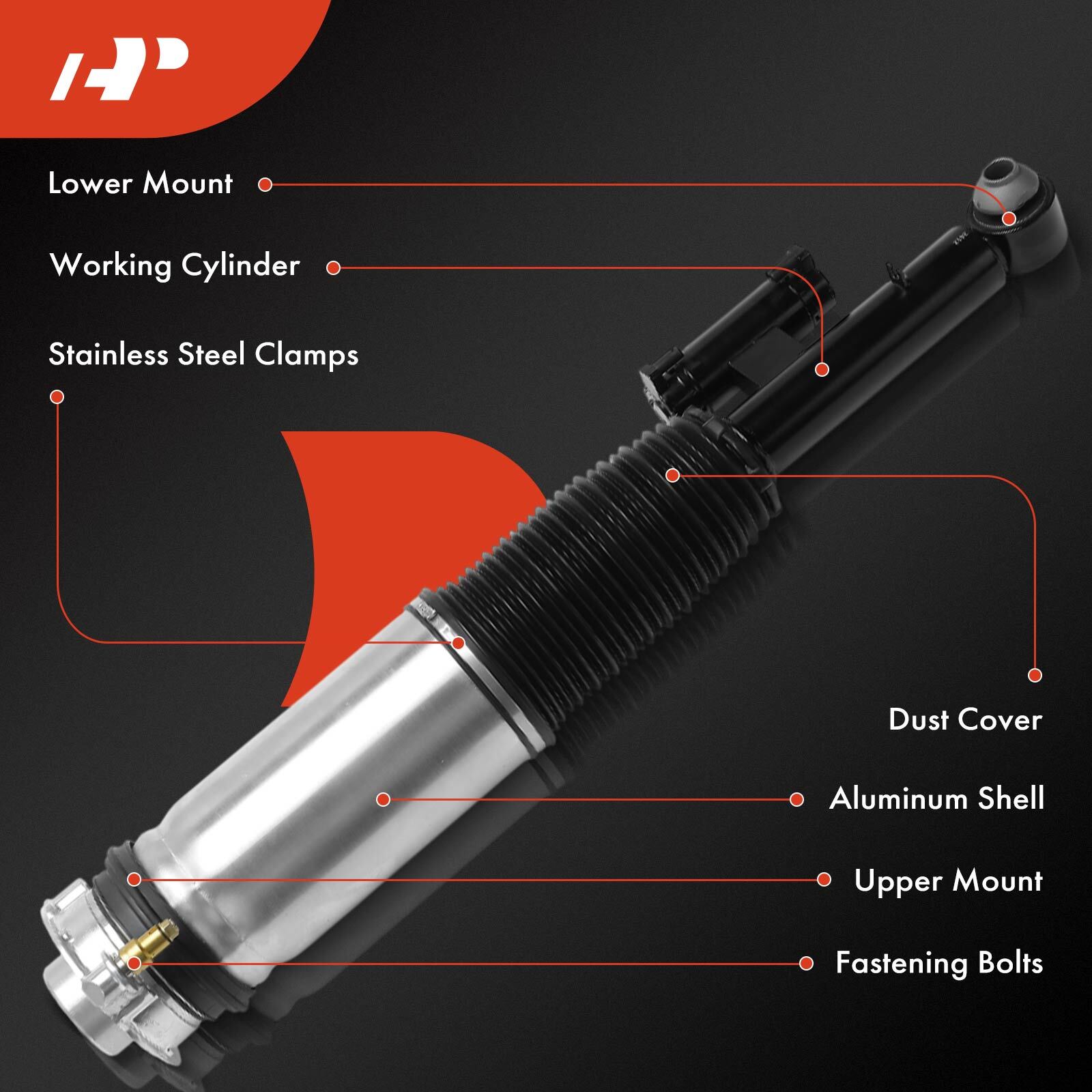 A-Premium Rear Left Air Suspension Strut for Rolls-Royce Cullinan 2019-2023 6.7L