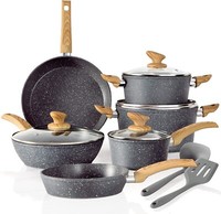 12 Teiliges Kochgeschirr-Set Granitbeschichtete Antihaft TöPfe Und Pfannen Set