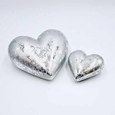 Gilde Keramik Herz Liegend Silber Dekoobjekt Liebe Geschenk Freundschaft