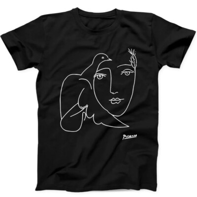 T-Shirt One Line Picasso Fearless Kunst Zeichnung Cartoon Anime Geschenk 91