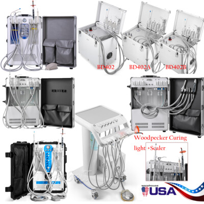 Portable Dental Delivery Unit Rolling Mobile Case Air Compressor Suction System