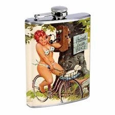 German Pin Up Girls D2 Flask 8oz Stainless Steel Hip Drinking Whiskey