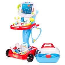 Play Doctor Kit for Kids, Pretend Medical Station Set with  Mobile Cart