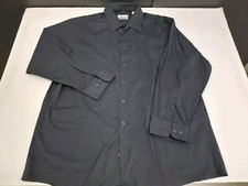 Calvin Klein Mens Regular Fit Stretch Long Sleeve Black Button Up Shirt 17 6363