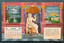 AtoZ. SCARCE Set of 12 Roman Empire 1911 Calendar Postcards Adv. San Diego CA