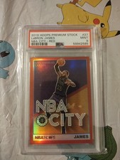 2019 Hoops Premium Stock LeBron James PSA 9 NBA City Red