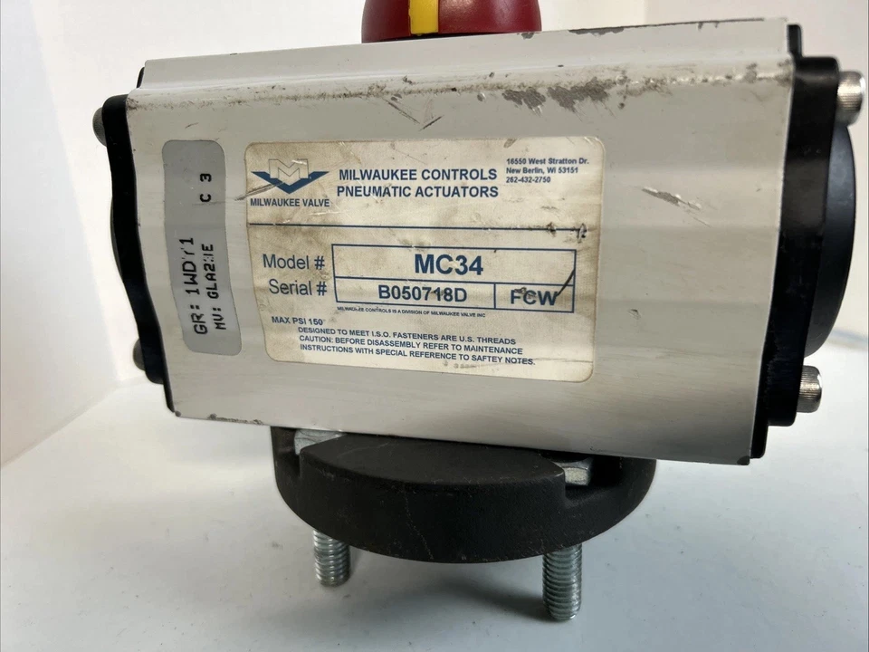 Actuador neumático Milwaukee Valve MC34 GLA23E C 3 Unitorq SV1 5/2 N4 Foto 2 de 4