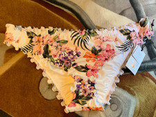 FRILLY NYLON Bikini Panties Summer Flower Print Size M 8-10 Silky Soft New