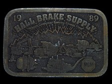 UC07102 VINTAGE 1989 HALL BRAKE SUPPLY ADVERTISEMENT BELT BUCKLE