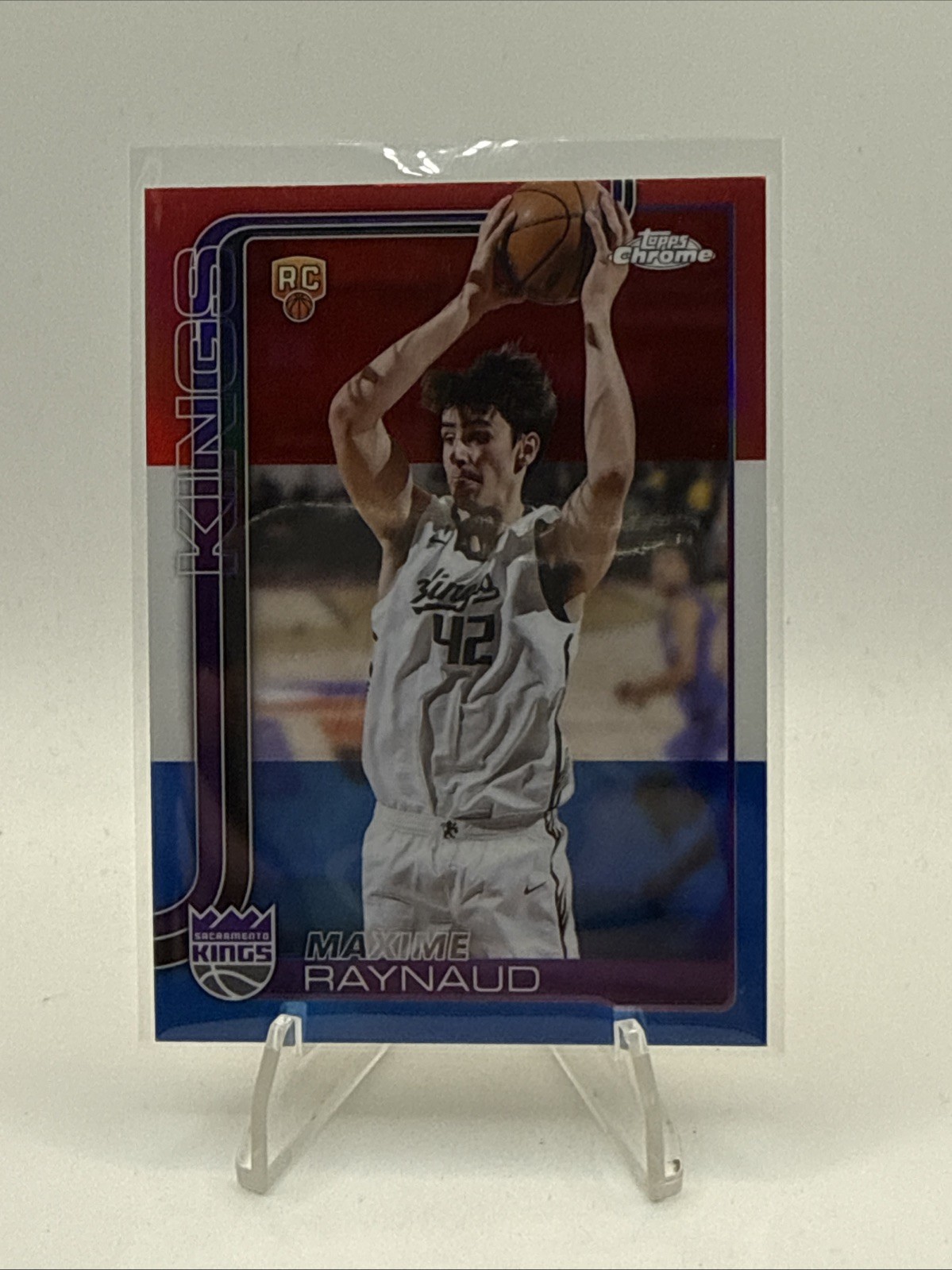 2025-26 Topps Chrome NBA #293 MAXIME RAYNAUD RC ROOKIE RED WHITE BLUE KINGS RC
