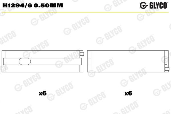 Glyco Kurbelwellenlager H1294/6 0.50Mm FüR VW-image