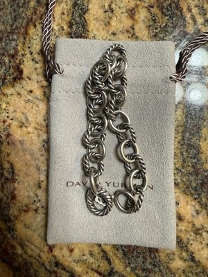 David Yurman Authentic Sterling Silver Oval Cable Link Chain Bracelet 7  EUC