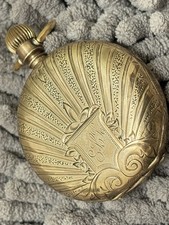 pocket watch ILLINOIS 151 7 j 8s engraved HUNTER 8 K SOLID GOLD case EAGLE