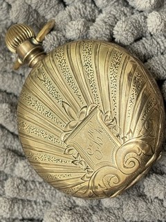 pocket watch ILLINOIS 151 7 j 8s engraved HUNTER 8 K SOLID GOLD case EAGLE