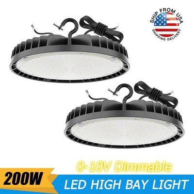 2Pack 200W High Bay LED Shop Light 30000lm (Eqv.800W MH/HPS) 5000K Warehouse GYM