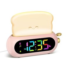 Alarm Clock for Kids, OK to Wake Clock with Night Light and Sound Pink-rgb