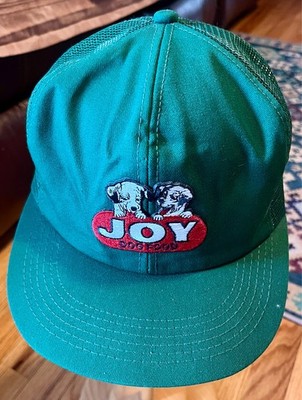 80s 90s JOY DOG FOOD Snapback Hat Green Vintage K Products USA