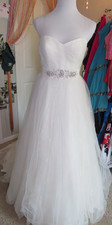 Casablanca Bridal Ball Gown Wedding Dress 2177 White Beaded Embroidery Size 8
