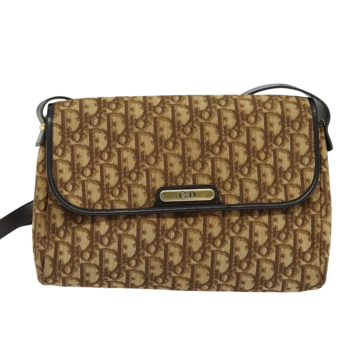 Dior Trotter Brown Canvas Shoulder Bag Authentic