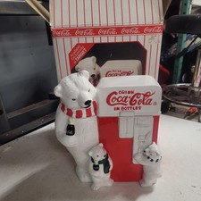 Ancien pot à biscuits distributeur automatique Coca Cola ours polaire 1998 limité 