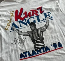 NEW Kurt Angle Atlanta Olympics 1996 Gold White T-Shirt Size S-4XL Reprint