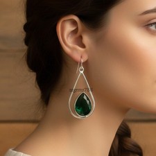 Diopside Gemstone 925 Sterling Silver Jewelry Handmade Drop/Dangle Earrings