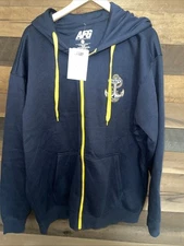 US Navy Authentic Full Zip Hoodie Sweatshirt Military Athletic Blue Size XXL New