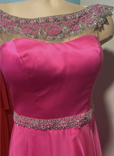 Sherri Hill Pink Satin Sweetheart Beaded Sequin Long Formal Gown Size 2