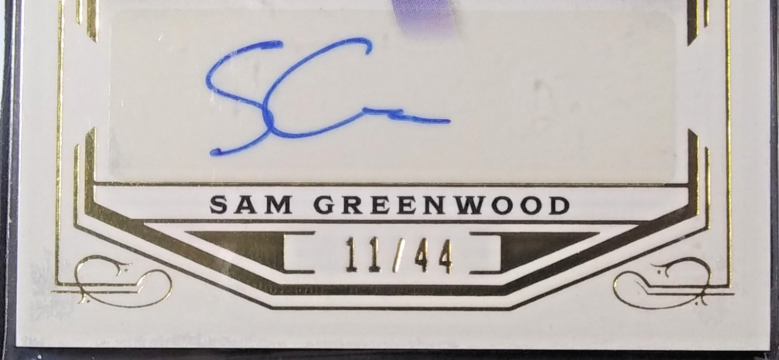 2022 Leaf Continuum /44 Rookie Autographs #75 Sam Greenwood RC SSP F POG ENCASED view 2