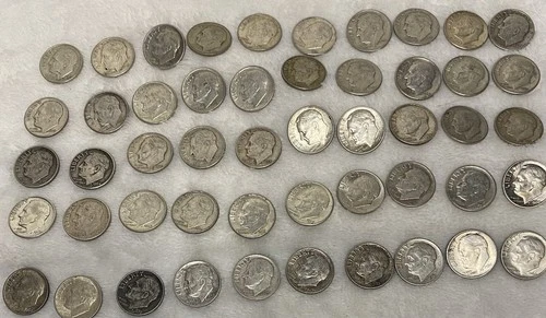 $5 1946-1964 Roosevelt Dimes - 90% Silver 50-Coin Roll - Silver Bullion