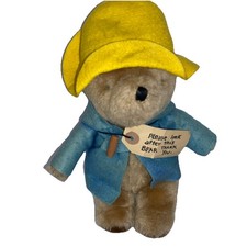 Vintage 1975 Paddington Bear Plush By Eden Toys Blue Coat Yellow Hat w Tags 8  H