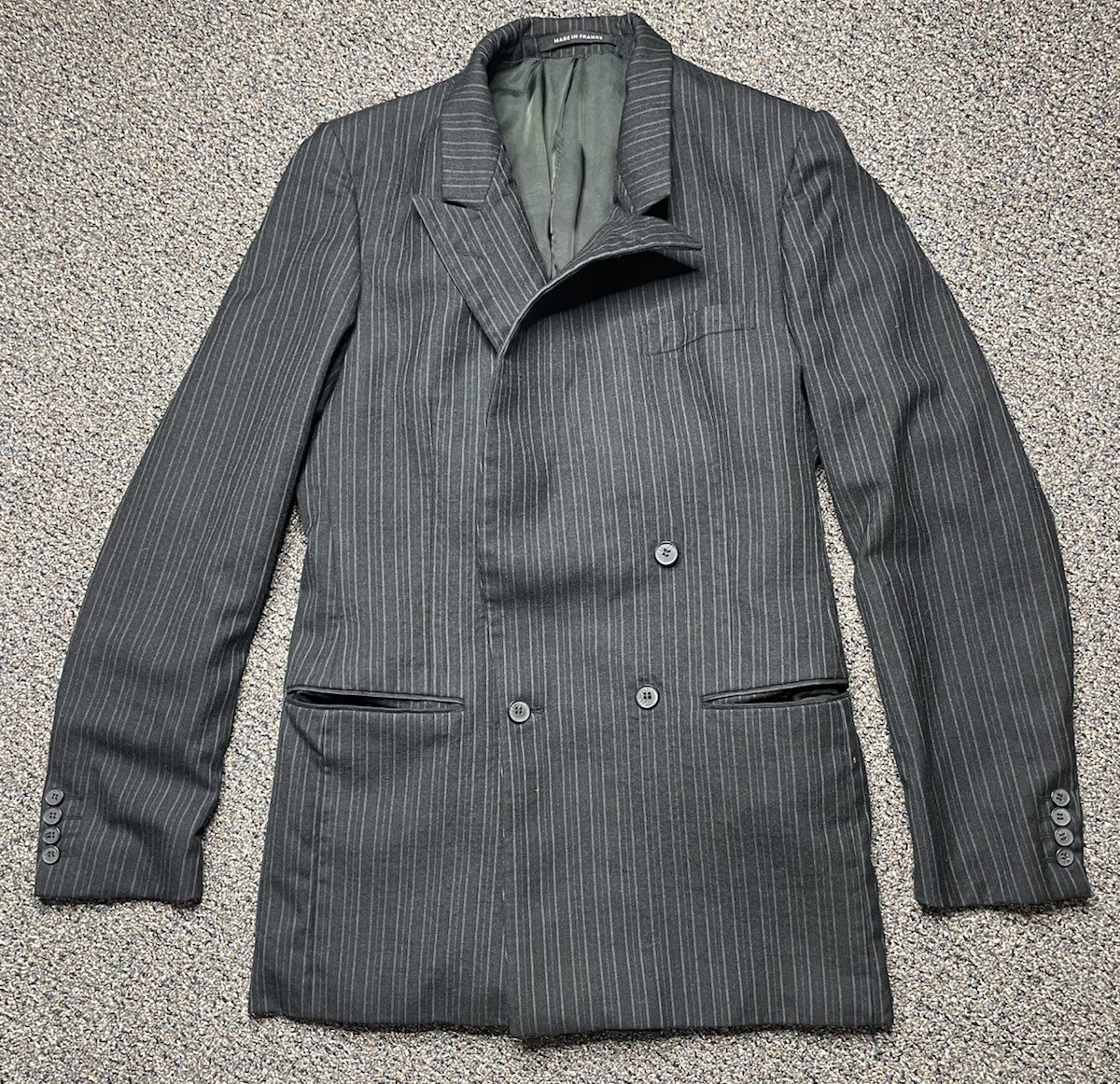 SAINT LAURENT Pantalone tuta vintage YSL Saks Fifth Avenue France lana nero gessato