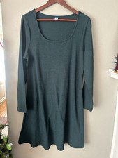 Old Navy XL Dark Green Heather Ribbed Knit Fit & Flare Mini Dress Long Sleeve