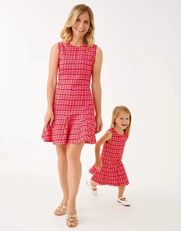 NWT Lilly Pulitzer Enya Boucle Dress in Cranberry Red Fiesta Boucle, Full Size - Image 3 of 4