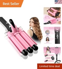 Fast Heating 3 Barrel Hair Waver - Dual Voltage Ceramic Curling Iron - Pink