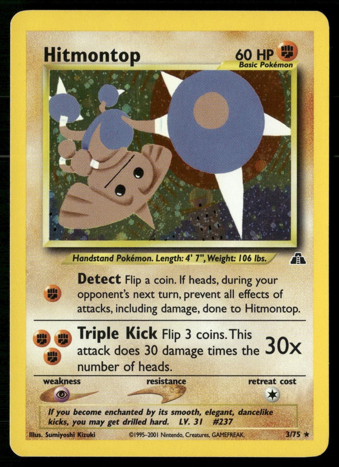 Hitmontop 3/75 Holo Rare Neo Discovery Pokemon Unlimited Holo MP