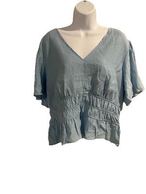 TIME AND TRU FLUTTER SLEEVE PEPLUM BLUE TOP SIZE XL (16-18) NWT FREE SHIPPING