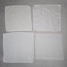 Vintage White Handkerchiefs Lot 4 Lace Embroidered Cotton Hankies