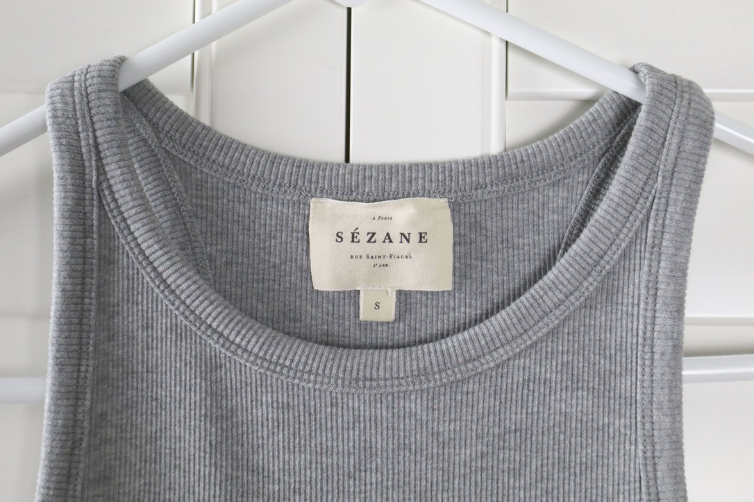 SEZANE $55 Solid Heather Gray Ribbed Cotton Class… - image 6