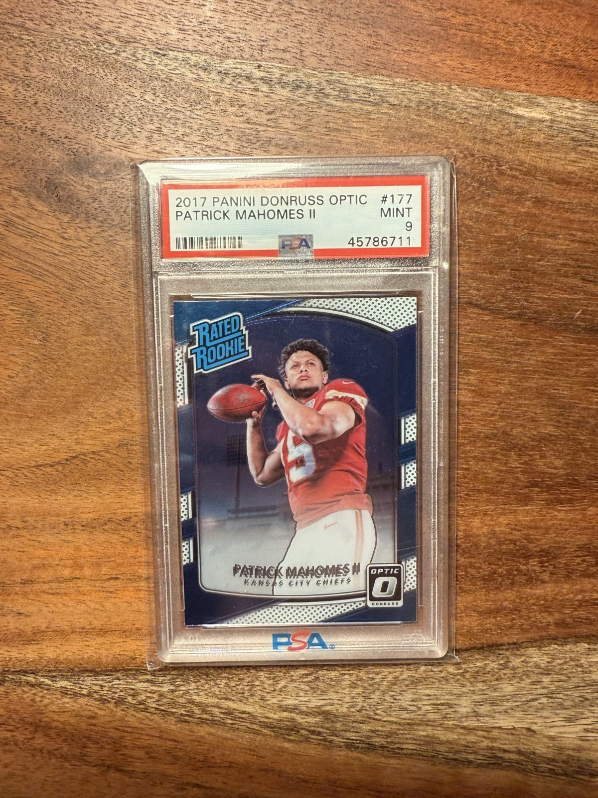 2017 Donruss Optic - Rated Rookie Patrick Mahomes II #177 (RC) PSA 9 view 1