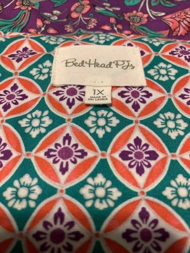 Bed Head Pajama Set PJ Womens Long Sleeve Button Front floral 1X - Picture 4 of 10