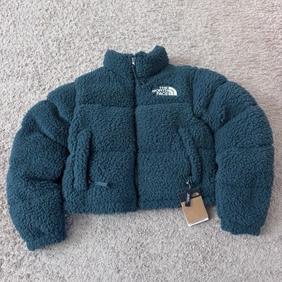 Women's The North Face TNF High Pile Fleece Down Cropped Nuptse Jacket (Small)