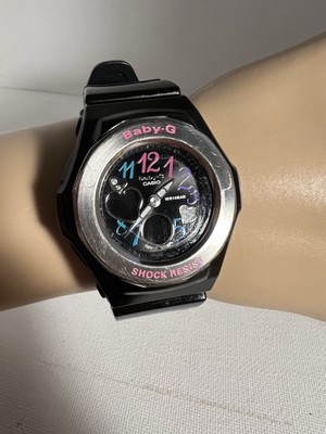 Casio Baby-G Watch 39mm Case Digital Analog Chronograph WT Timer Alarm BGA-101