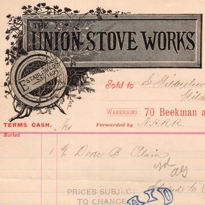 APR 26 1899 Inion Stove Works New York City Illustrated Billhead 7''H